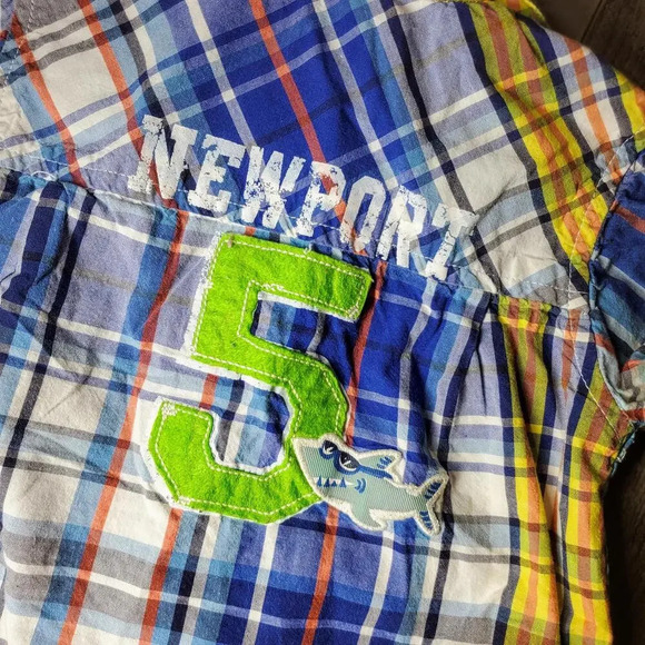 PLACE Newport 5 Shark Short Sleeve Collared Button Down Shirt Boys Size 12-18m - Picture 4 of 11